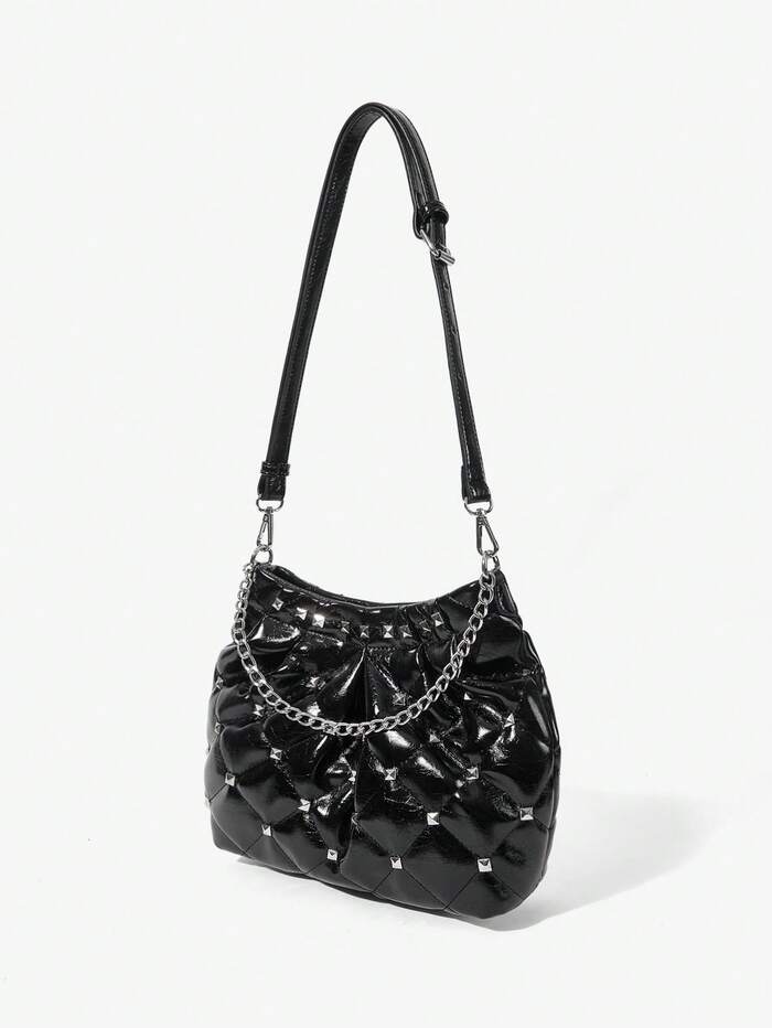 Viva Strut Ladies Bag, Black Quilted Bucket Bag, Tote Bag