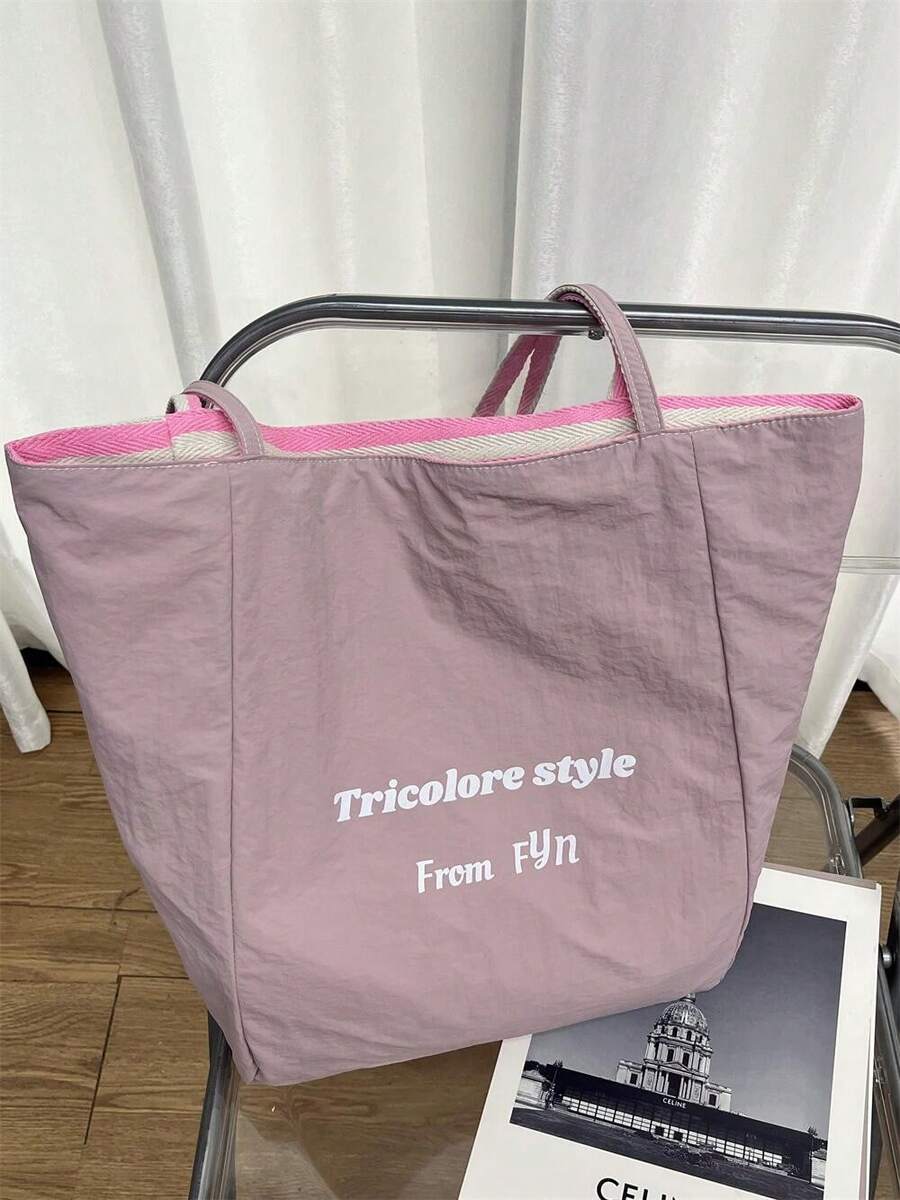 [Canvas] Striped Bag 2025 New Korean Style Ins Tote Casual Shoulder Tote Bag Korean Style Women's Bag