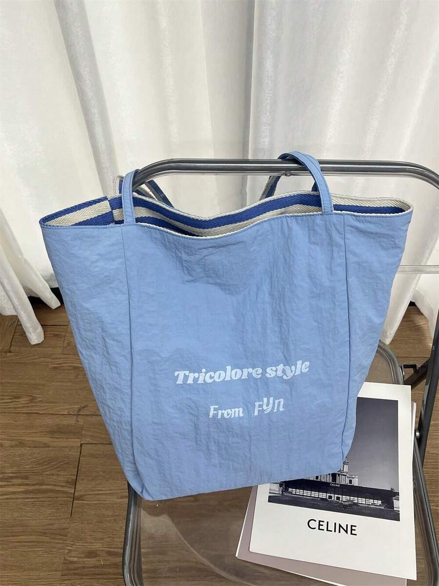 [Canvas] Striped Bag 2025 New Korean Style Ins Tote Casual Shoulder Tote Bag Korean Style Women's Bag