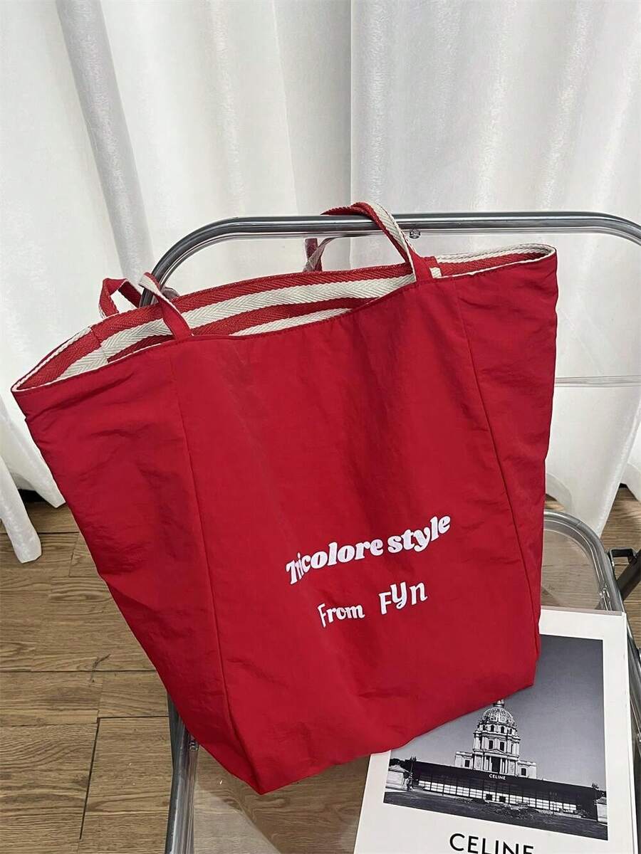 [Canvas] Striped Bag 2025 New Korean Style Ins Tote Casual Shoulder Tote Bag Korean Style Women's Bag