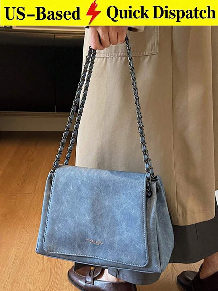 Elegant Solid Color Chain Bag