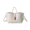Elegant Textured Top‑Handle Tote Bag For Women, Metal Lock Decor PU Handbag, Removable Strap Crossbody Shoulder Purse