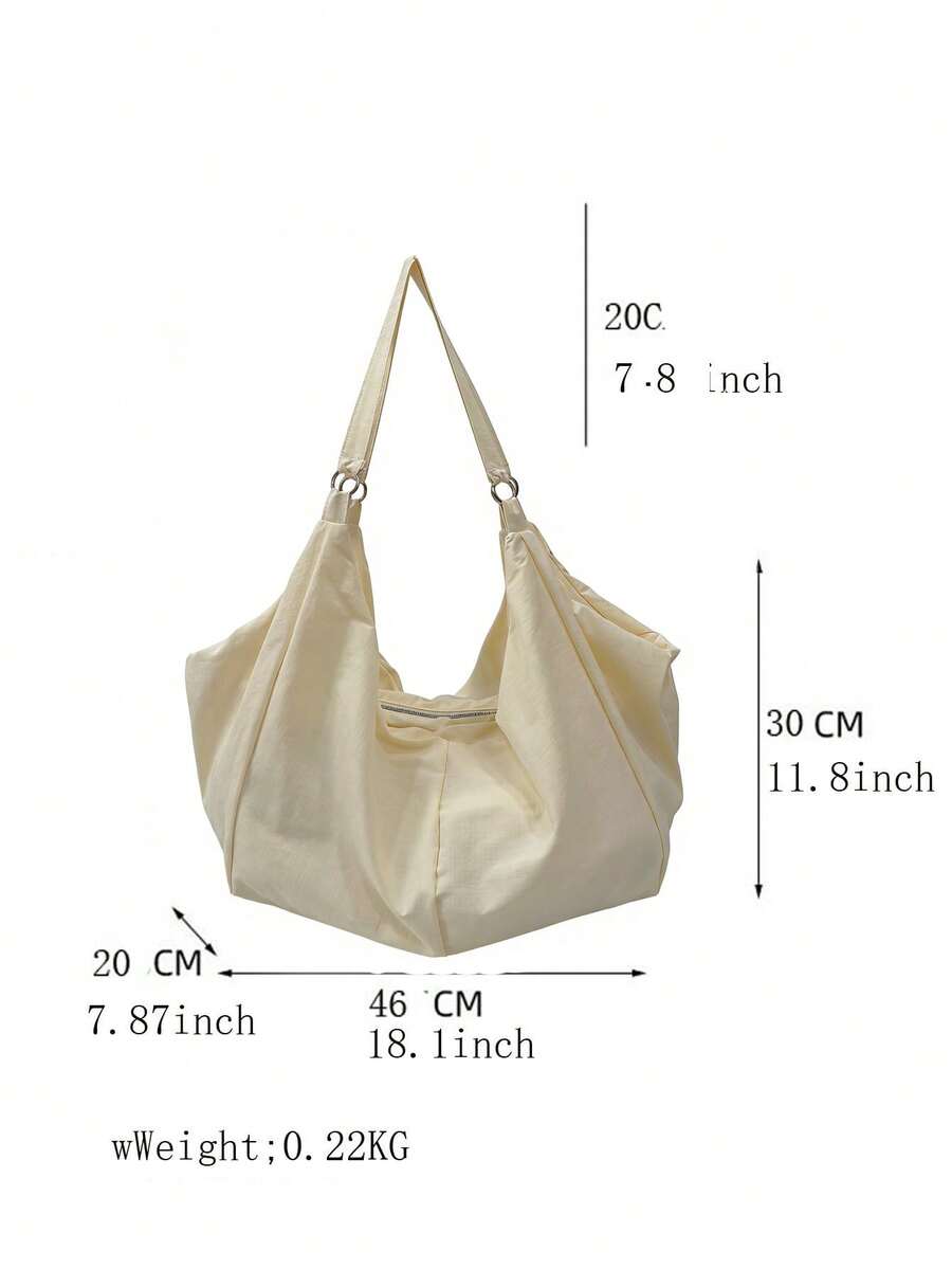 Large Capacity Solid Color Pattern Shoulder Bag, Fashionable Minimalist Style Women's Crossbody Bag, Vintage Slouchy Casual Practical Multi-Purpose Tote Bag, Suitable For Work, Study, Travel