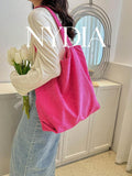 1pc Corduroy Tote Bag, Slouchy Large Capacity Handbag