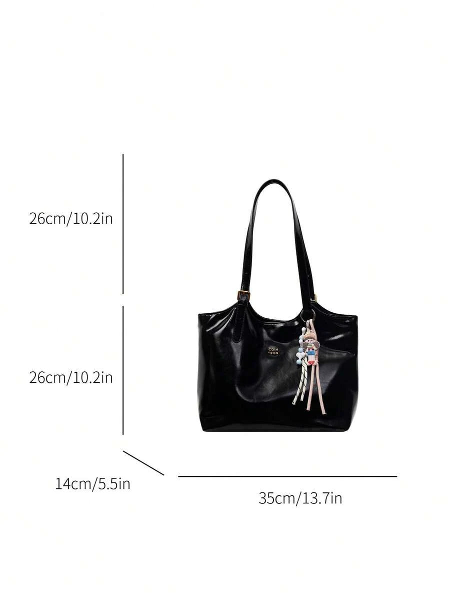 Large Capacity Daily Commute Shoulder Bag, Fashion Tote Bag, Magnetic Closure, Sold With Pendant, Suitable For Daily Outings, Dating, Commuting