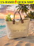 New Fashionable Woven Straw Tote Bag Multifunctional Purse Beach Vacation Handba