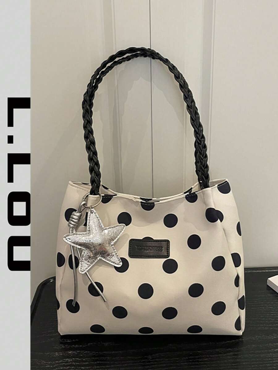 Large Capacity Commuter 2026 Fashion New Polka Dot Tote Bag Women's Versatile Shoulder Bag Niche Handbag