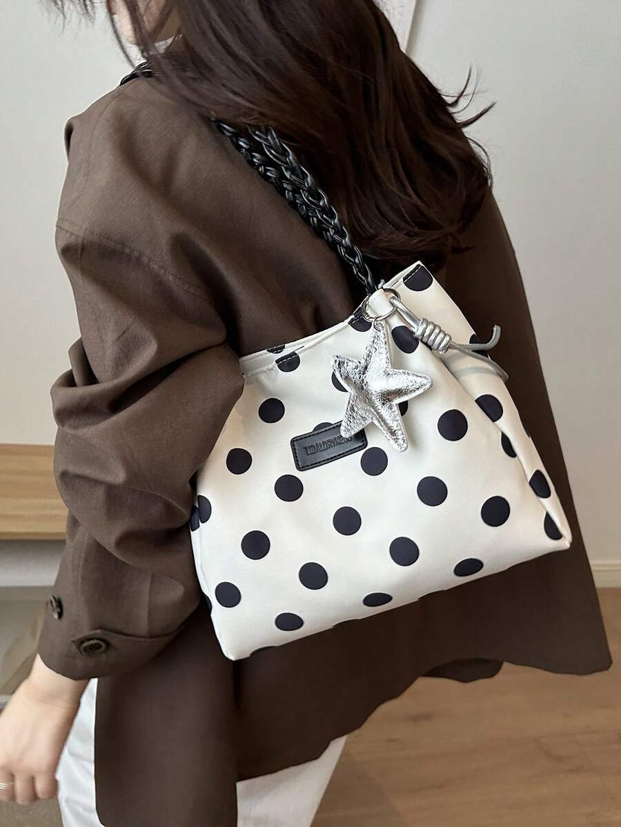 Large Capacity Commuter 2026 Fashion New Polka Dot Tote Bag Women's Versatile Shoulder Bag Niche Handbag