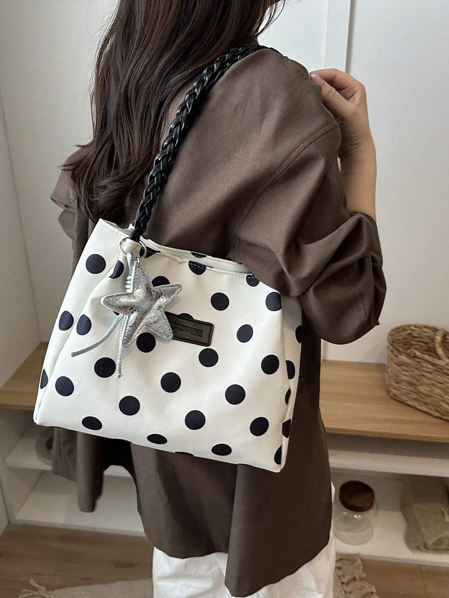 Large Capacity Commuter 2026 Fashion New Polka Dot Tote Bag Women's Versatile Shoulder Bag Niche Handbag