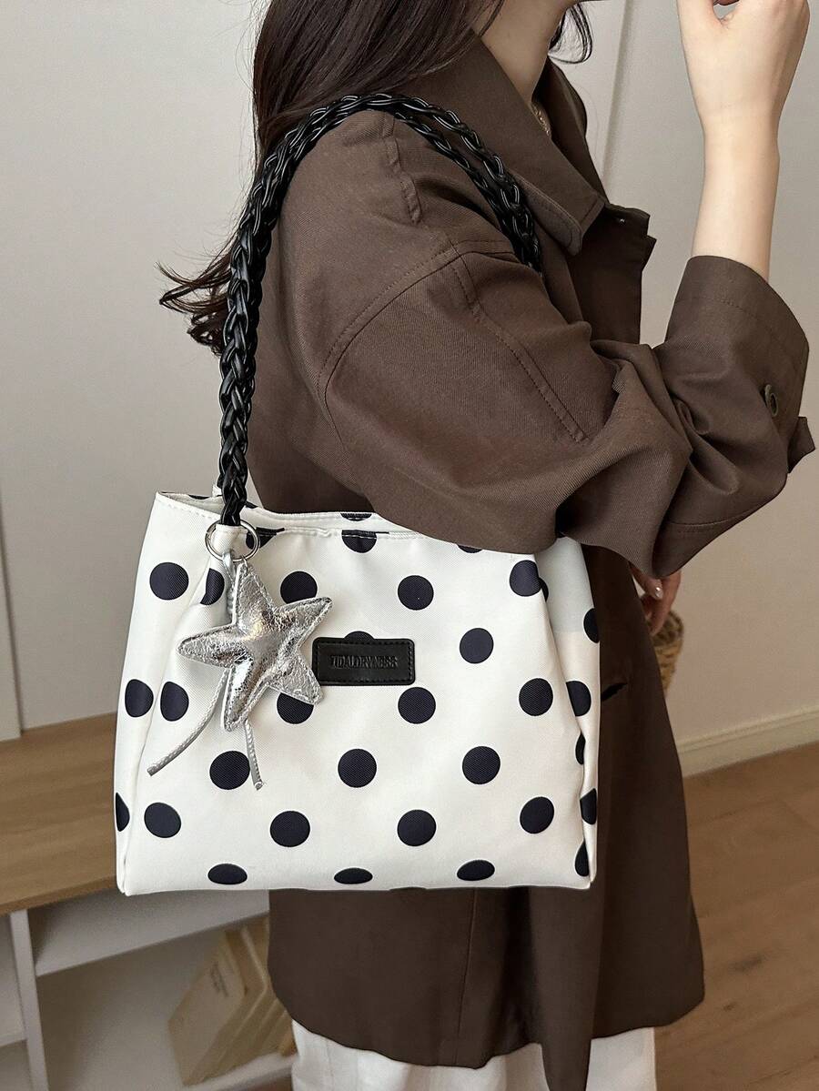 Large Capacity Commuter 2026 Fashion New Polka Dot Tote Bag Women's Versatile Shoulder Bag Niche Handbag
