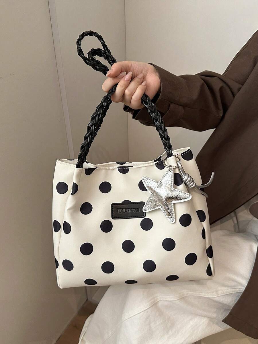 Large Capacity Commuter 2026 Fashion New Polka Dot Tote Bag Women's Versatile Shoulder Bag Niche Handbag