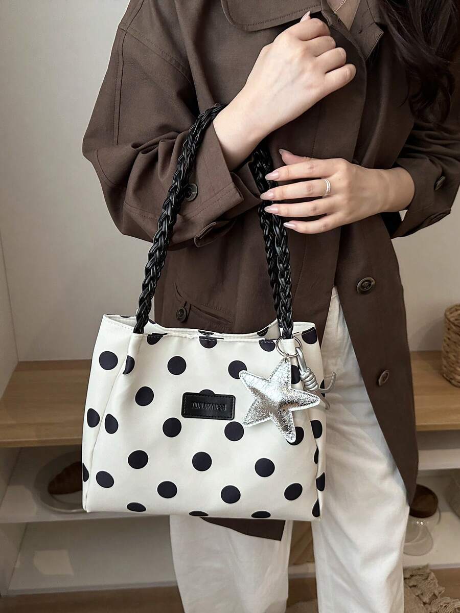 Large Capacity Commuter 2026 Fashion New Polka Dot Tote Bag Women's Versatile Shoulder Bag Niche Handbag