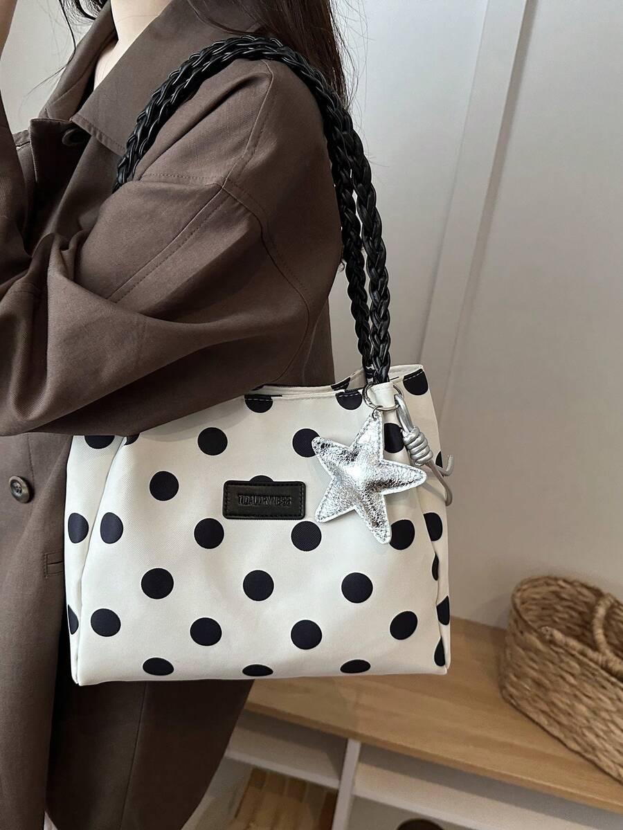 Large Capacity Commuter 2026 Fashion New Polka Dot Tote Bag Women's Versatile Shoulder Bag Niche Handbag