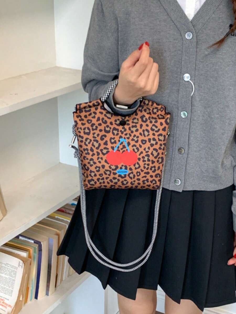Niche New Design Premium Quality Vintage Leopard Print Shoulder Crossbody Bag, Business Commute Shopping, Date Handheld Tote Bag, Large Capacity Highly Attractive Women's Bag