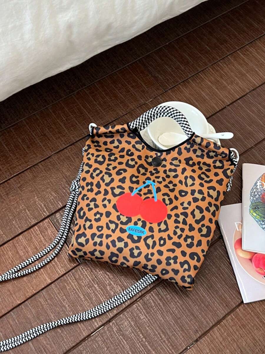Niche New Design Premium Quality Vintage Leopard Print Shoulder Crossbody Bag, Business Commute Shopping, Date Handheld Tote Bag, Large Capacity Highly Attractive Women's Bag