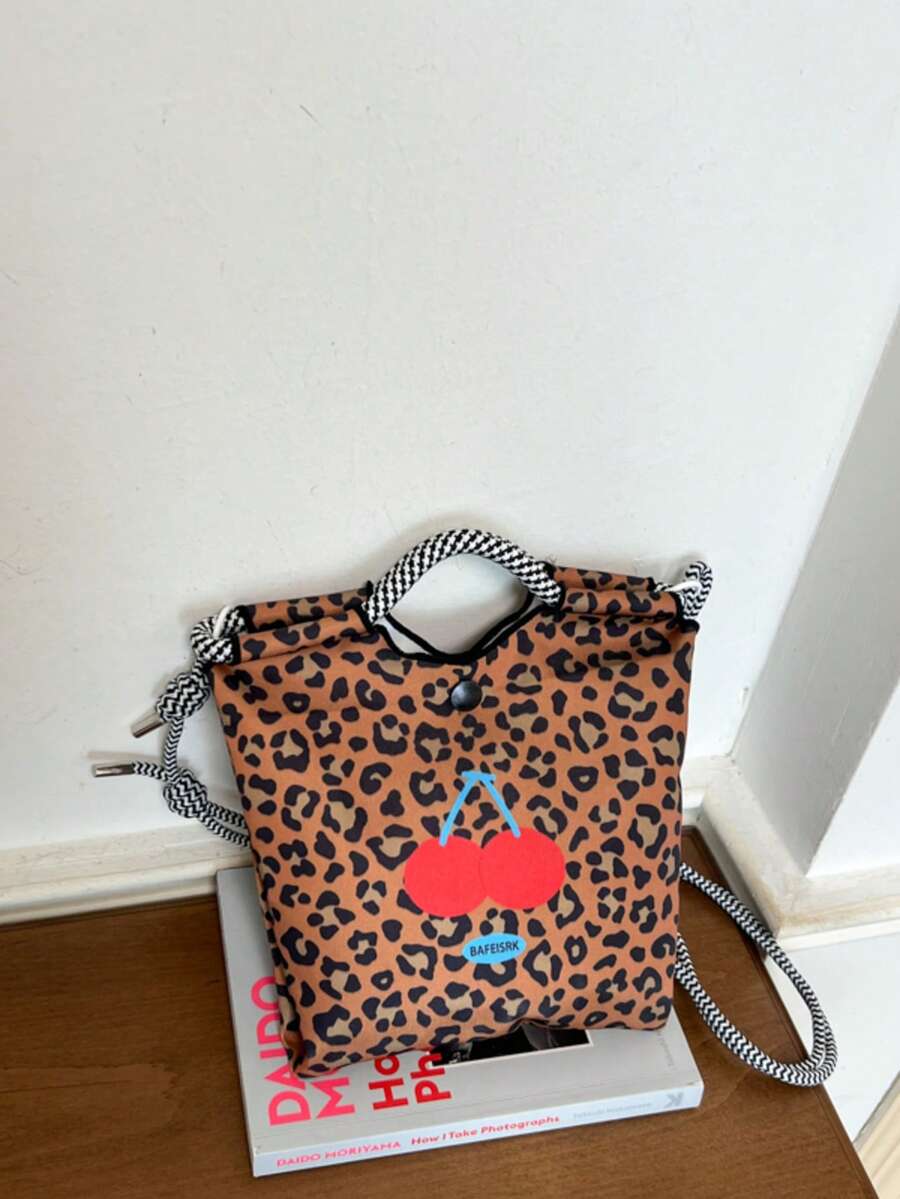 Niche New Design Premium Quality Vintage Leopard Print Shoulder Crossbody Bag, Business Commute Shopping, Date Handheld Tote Bag, Large Capacity Highly Attractive Women's Bag