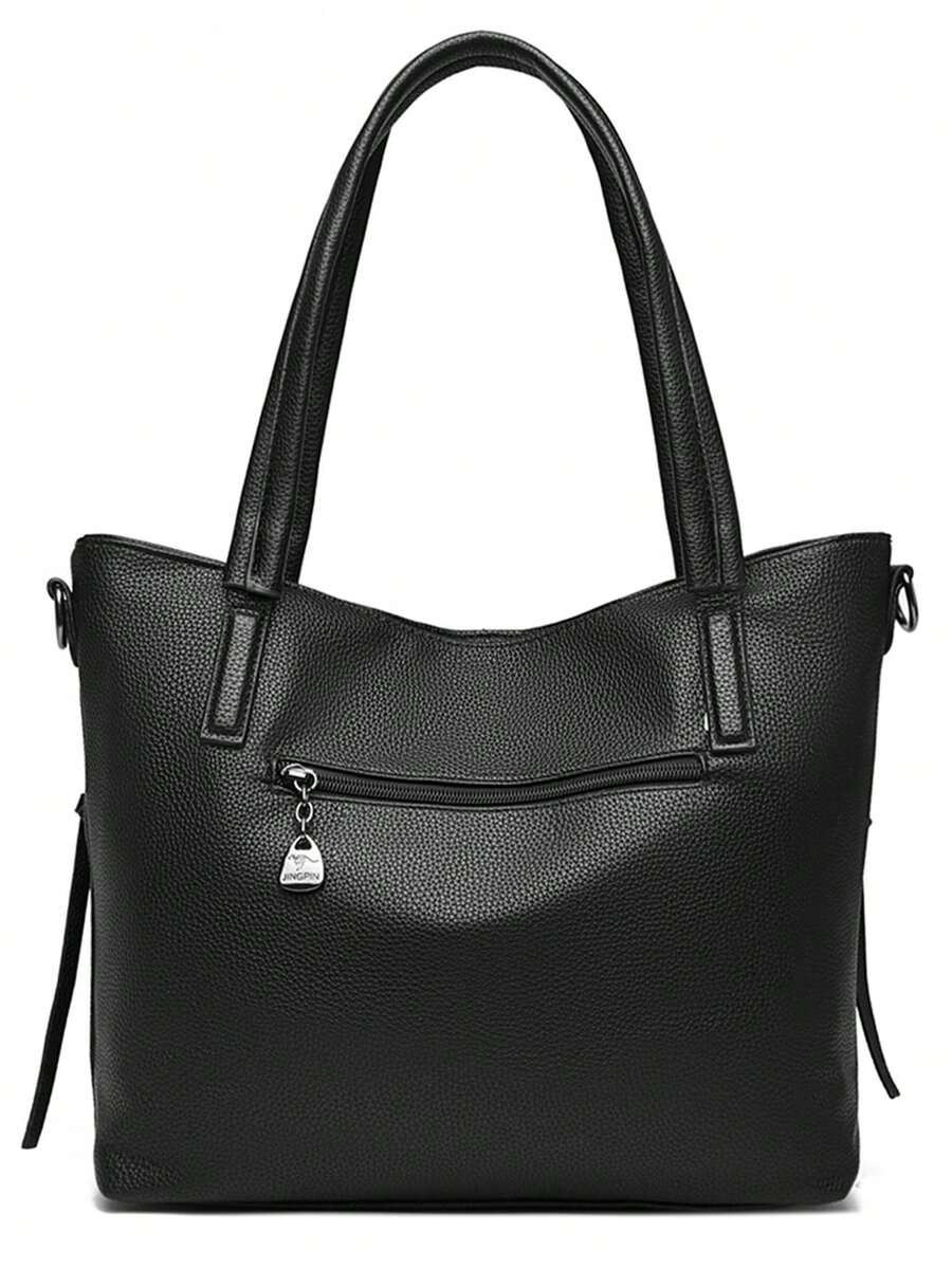 Large Capacity Women's Crossbody Shoulder Bag 2026 New Commuter Tote Bag Elegant PU Leather Litchi Texture Handbag