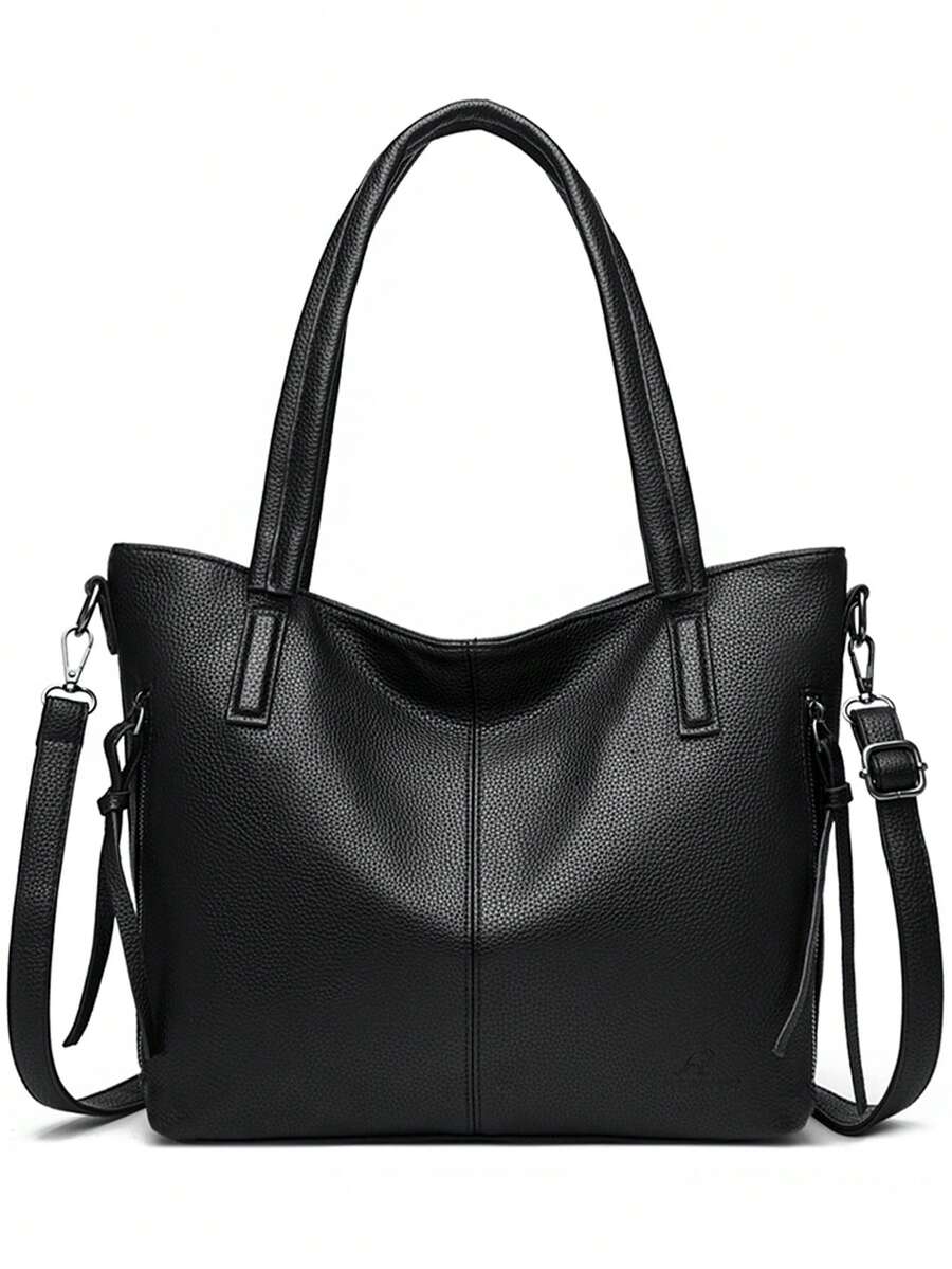 Large Capacity Women's Crossbody Shoulder Bag 2026 New Commuter Tote Bag Elegant PU Leather Litchi Texture Handbag