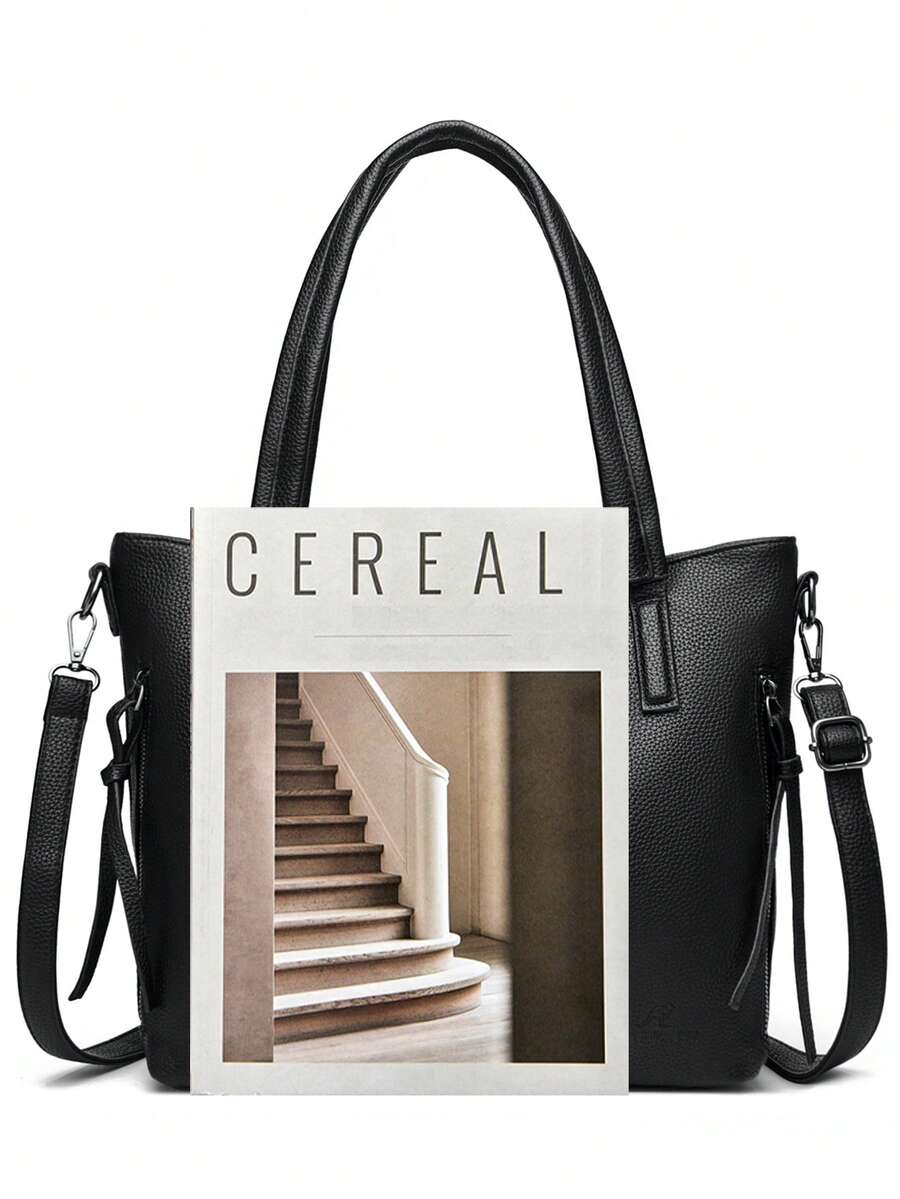 Large Capacity Women's Crossbody Shoulder Bag 2026 New Commuter Tote Bag Elegant PU Leather Litchi Texture Handbag