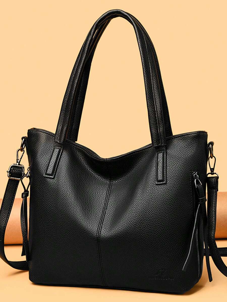 Large Capacity Women's Crossbody Shoulder Bag 2026 New Commuter Tote Bag Elegant PU Leather Litchi Texture Handbag