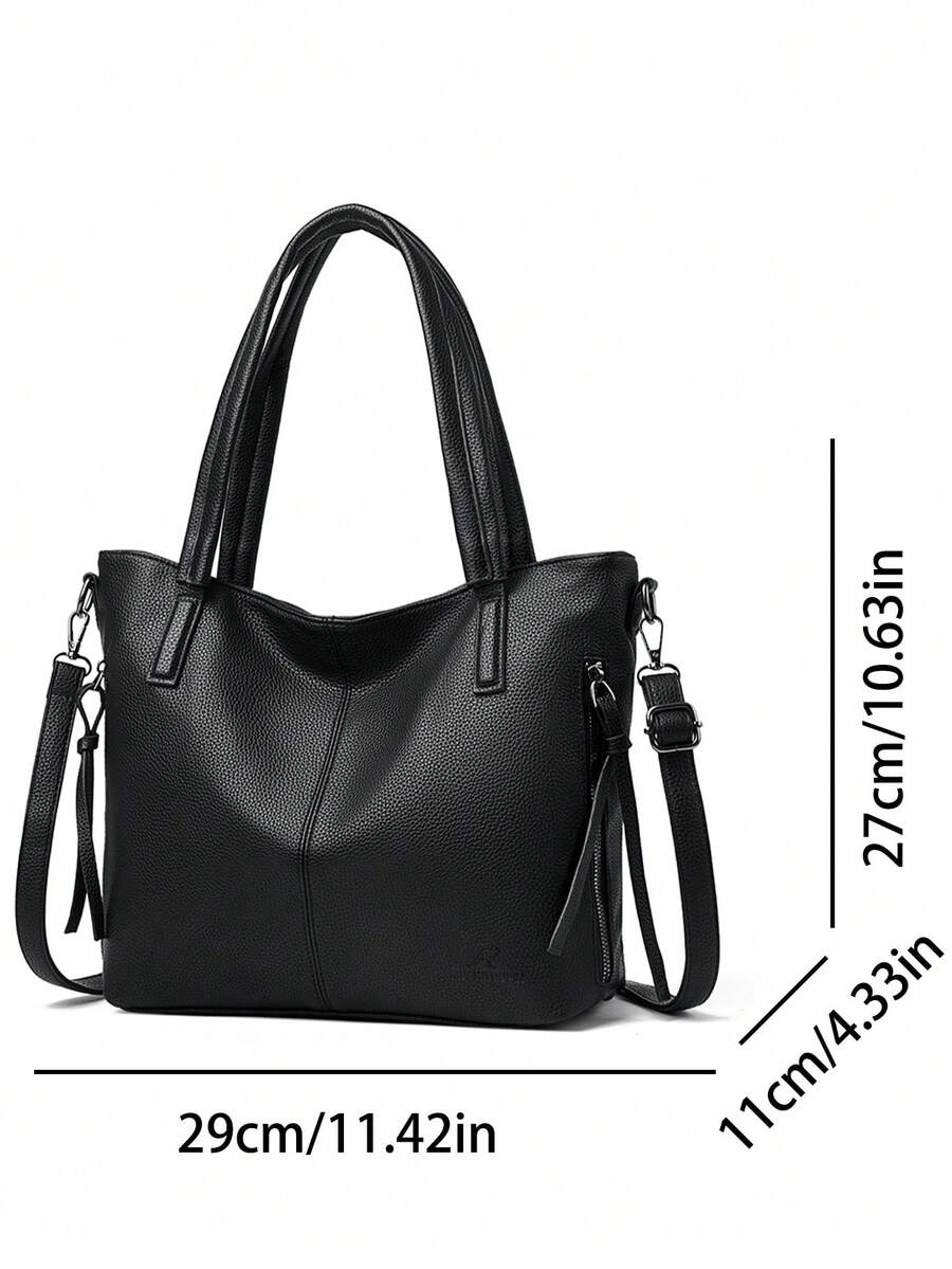 Large Capacity Women's Crossbody Shoulder Bag 2026 New Commuter Tote Bag Elegant PU Leather Litchi Texture Handbag