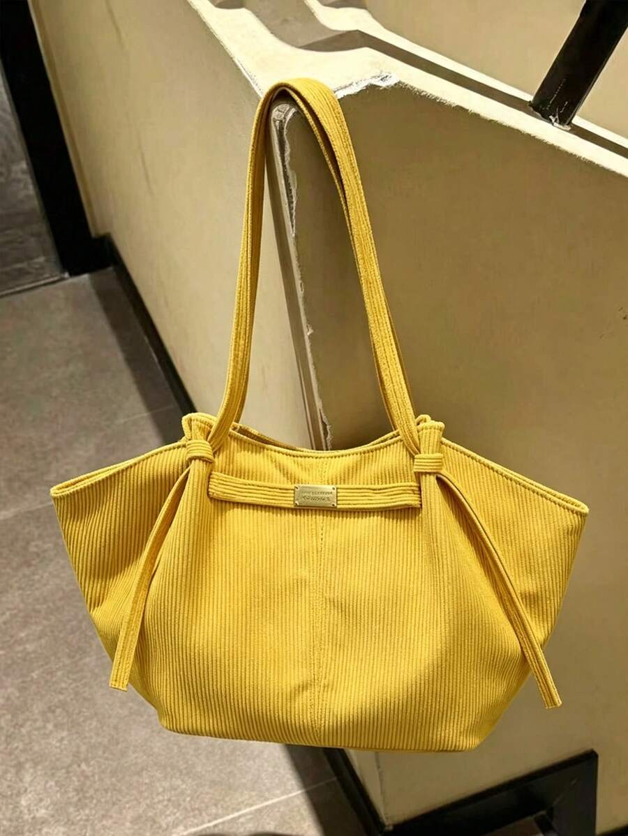 Japanese & Korean Style Ins Commuter Daily Shopping Tote Bag, Large Capacity Minimalist Fashion Handbag, New Vintage Niche Design Shoulder Bag, Premium Underarm Tote