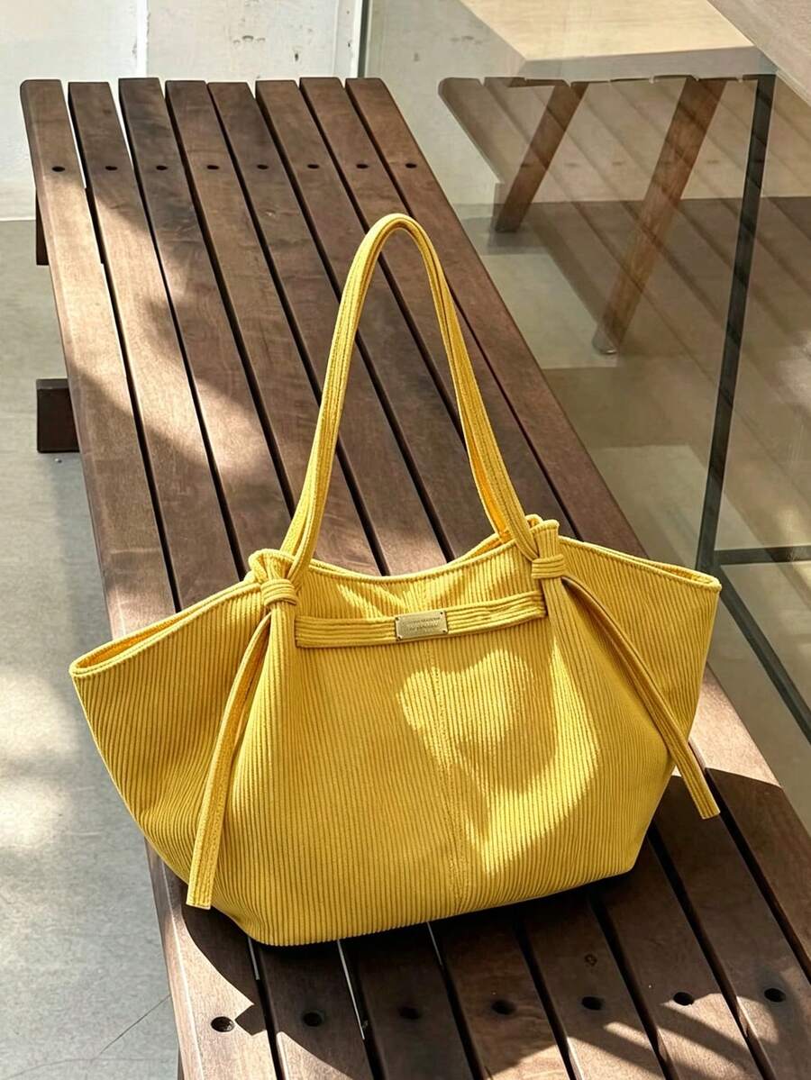 Japanese & Korean Style Ins Commuter Daily Shopping Tote Bag, Large Capacity Minimalist Fashion Handbag, New Vintage Niche Design Shoulder Bag, Premium Underarm Tote
