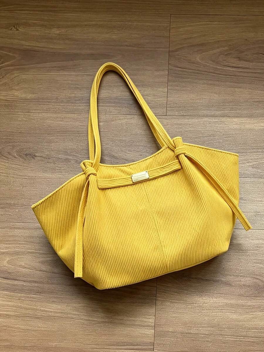 Japanese & Korean Style Ins Commuter Daily Shopping Tote Bag, Large Capacity Minimalist Fashion Handbag, New Vintage Niche Design Shoulder Bag, Premium Underarm Tote