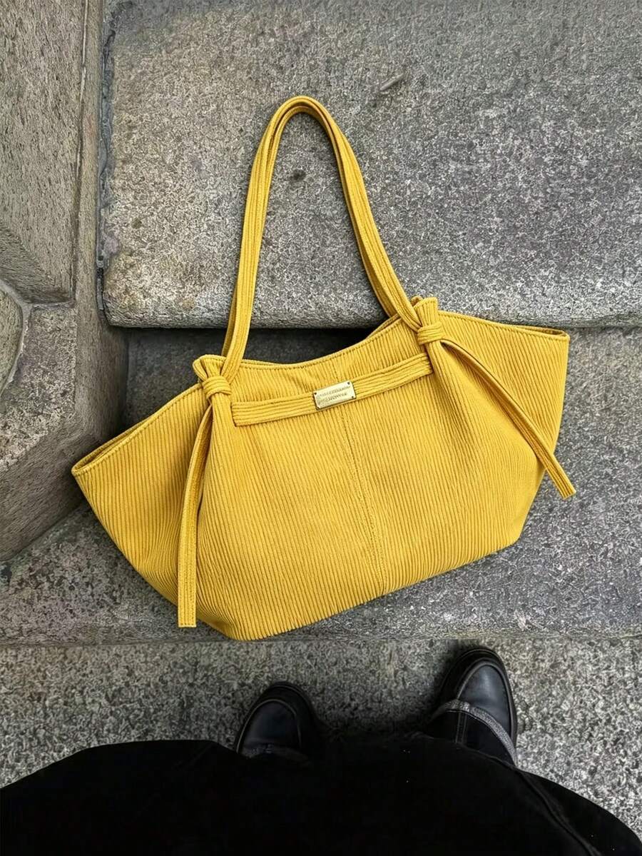 Japanese & Korean Style Ins Commuter Daily Shopping Tote Bag, Large Capacity Minimalist Fashion Handbag, New Vintage Niche Design Shoulder Bag, Premium Underarm Tote