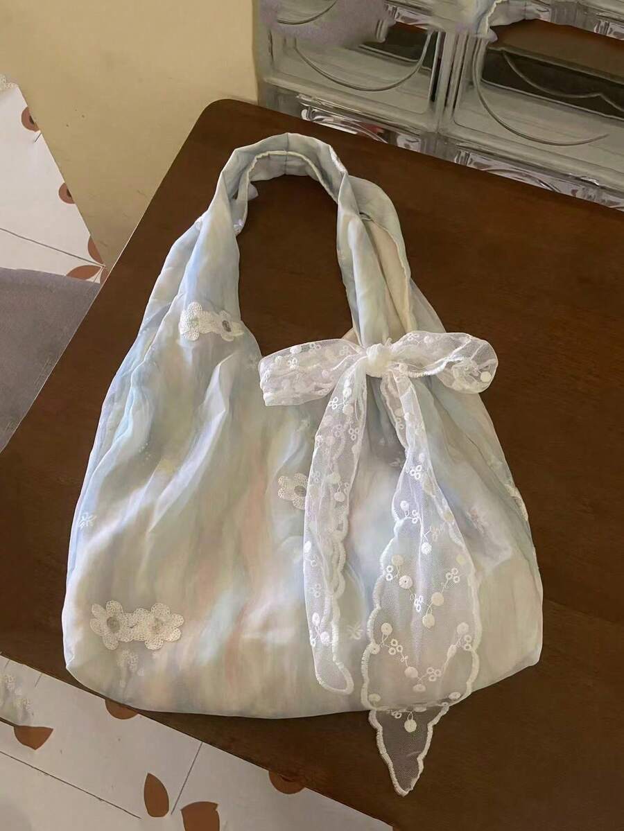 Niche Design Ins Commute Outing Daily Shopping Chinese Style Embroidery Artistic Fresh Fairy Fabric Bag Shoulder Handbag Underarm Large Capacity Tote Bag Vest Bag