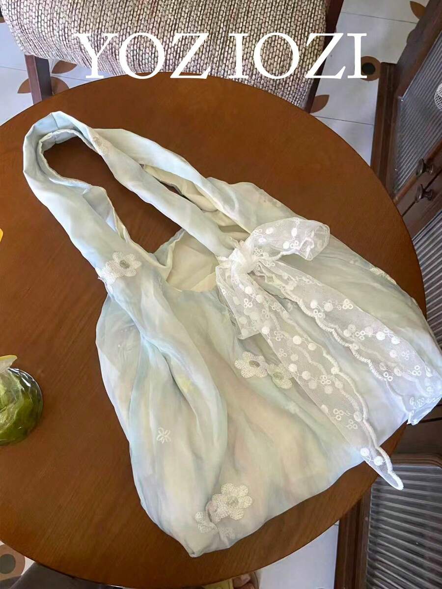 Niche Design Ins Commute Outing Daily Shopping Chinese Style Embroidery Artistic Fresh Fairy Fabric Bag Shoulder Handbag Underarm Large Capacity Tote Bag Vest Bag