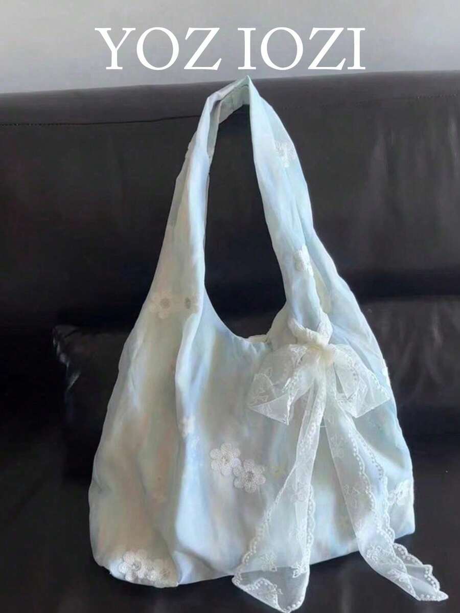 Niche Design Ins Commute Outing Daily Shopping Chinese Style Embroidery Artistic Fresh Fairy Fabric Bag Shoulder Handbag Underarm Large Capacity Tote Bag Vest Bag