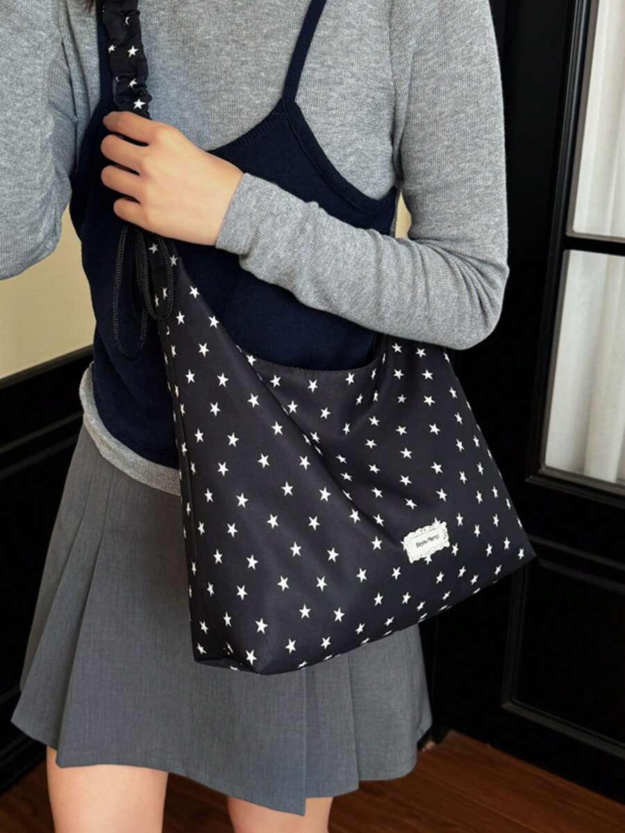 2026 New Polka Dot Tote Shoulder Bag, Cute Niche Casual Large Capacity Handbag