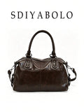 Women Vintage Large Capacity Tote Bag Fashionable Handbag, Detachable Wide Strap Crossbody Boston Shoulder Bag Suitable For Office Shopping Travel