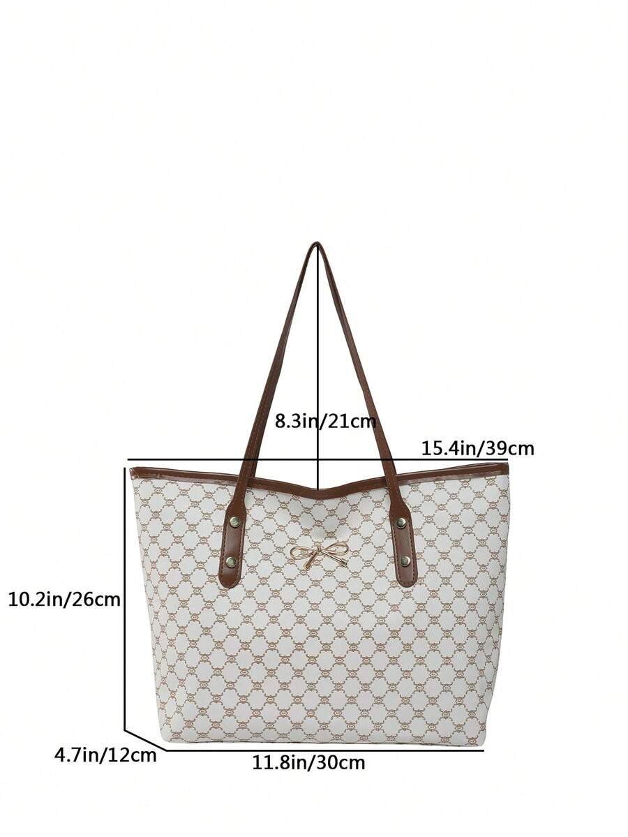 Minimalist Fashion Large Capacity Bowknot New Commuter Tote Bag, Handheld & Shoulder