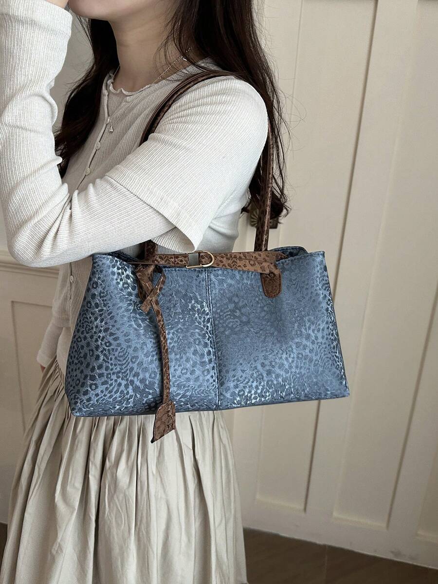 European And American Style All-Season Classic Mature Elegant Leopard Print Handbag Tote Shoulder Bag Underarm Bag For Women