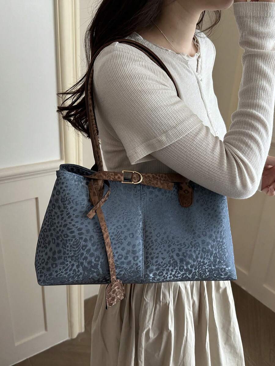 European And American Style All-Season Classic Mature Elegant Leopard Print Handbag Tote Shoulder Bag Underarm Bag For Women