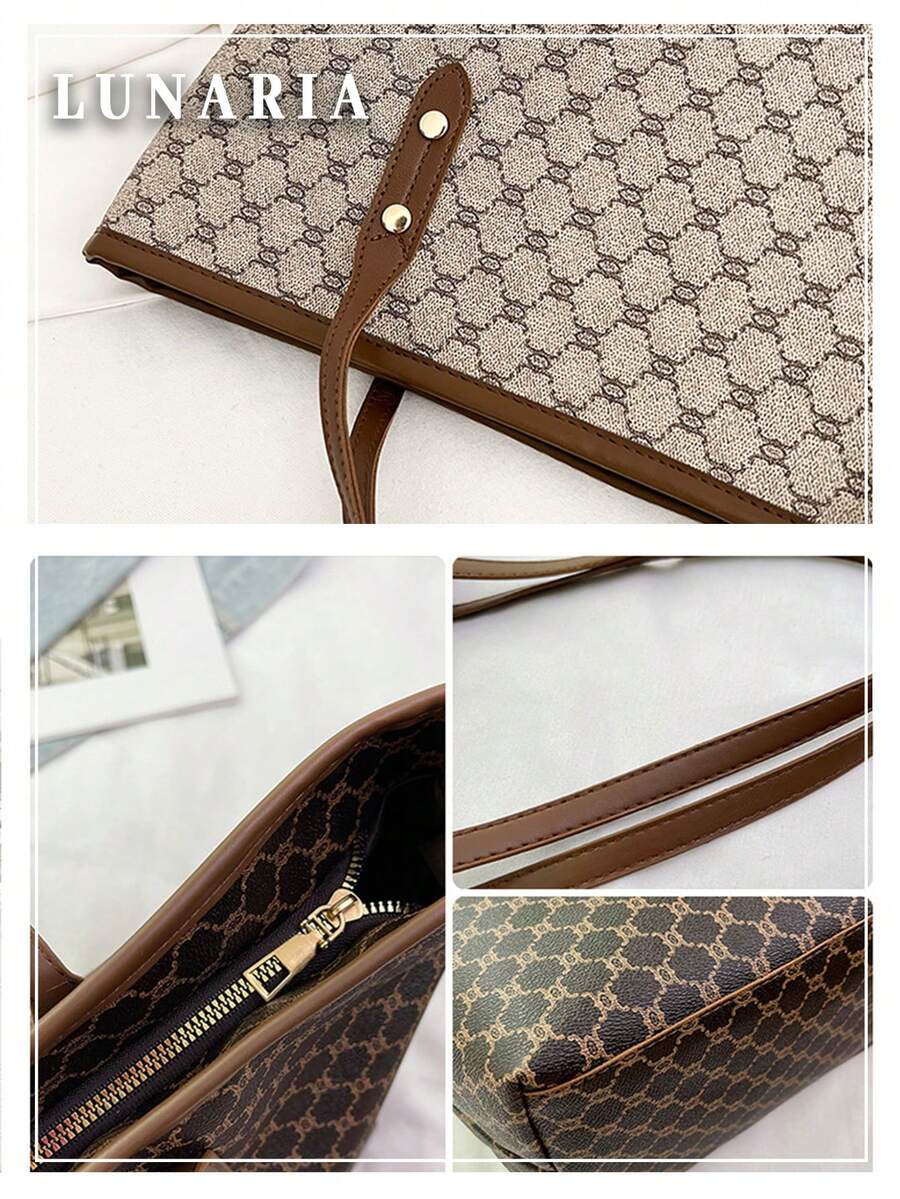 Elegant Modern Tote Bag For Women Top Handle Tote Neutral PU Leather Shoulder Bag Durable Large Capacity Shopping Tote For Everyday Commuting Travel