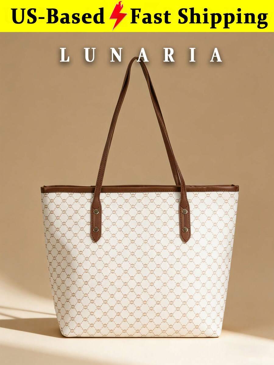 Elegant Modern Tote Bag For Women Top Handle Tote Neutral PU Leather Shoulder Bag Durable Large Capacity Shopping Tote For Everyday Commuting Travel