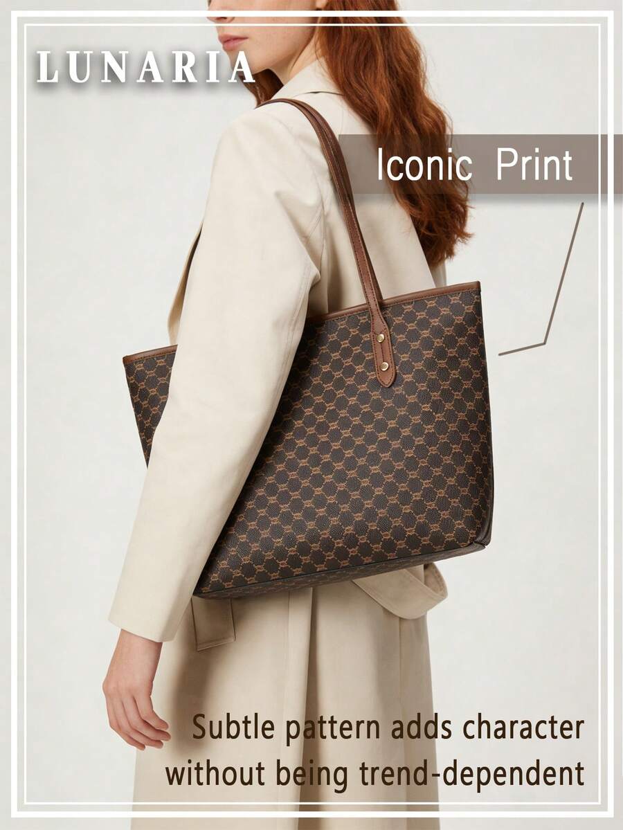 Elegant Modern Tote Bag For Women Top Handle Tote Neutral PU Leather Shoulder Bag Durable Large Capacity Shopping Tote For Everyday Commuting Travel