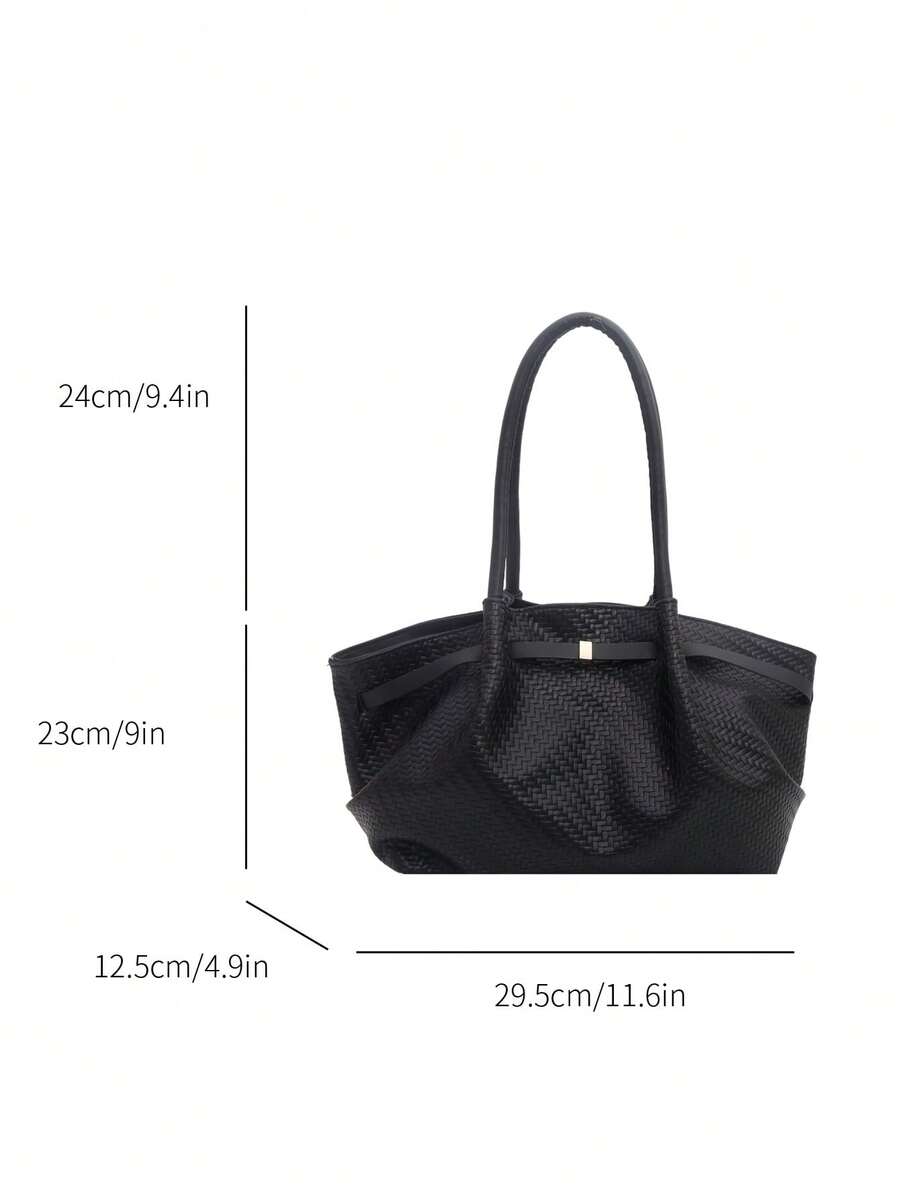 1pc Vintage Women's Casual Fashion Large Capacity Versatile Underarm Shoulder Bag, New Commuter Office Handbag, Solid Color Buckle Closure Lychee Texture Strap Decor, Suitable For Outings, Shopping, T