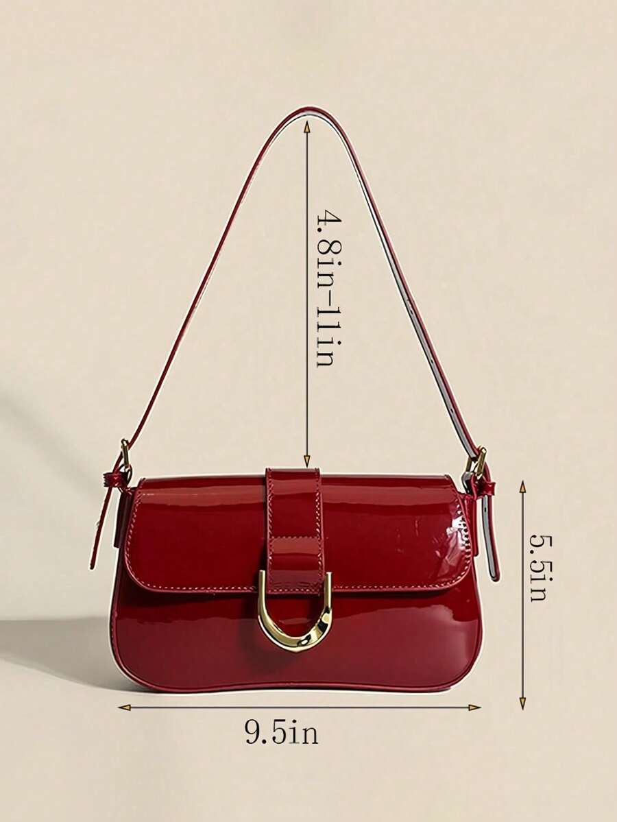 Small Shoulder Bag For Women,Crossbody Purses,Tote Handbag Hobo Purse,Lightweight Business Casual Flip-Cover Square Bag,Artificial Patent Leather Bag.