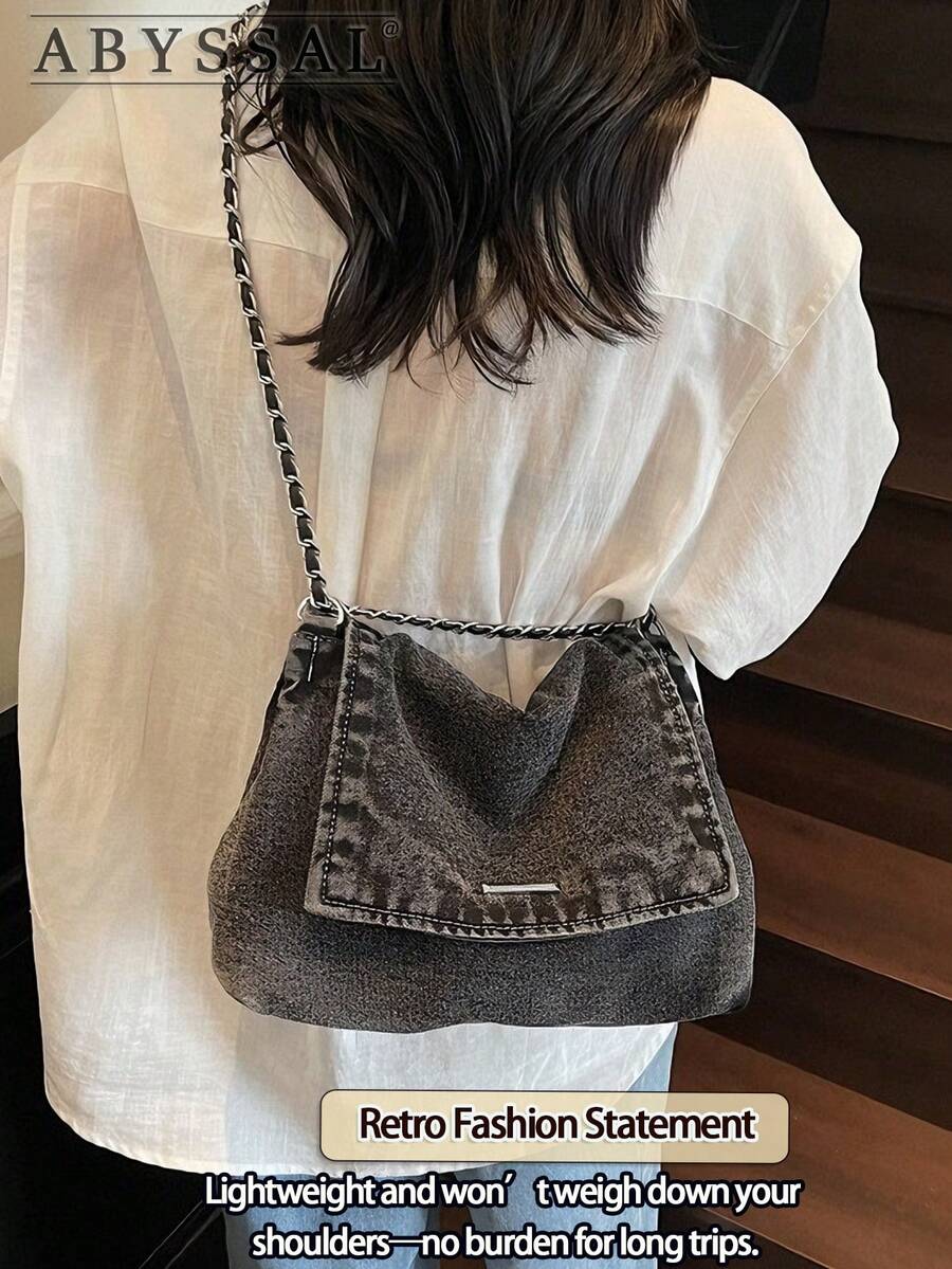 Y2k Denim Tote Bag For Women- Large Capacity Convertible Shoulder & Crossbody Bag Tote Bag Cowgirl Core Vintage Jeans Bag For Date Travel Essential