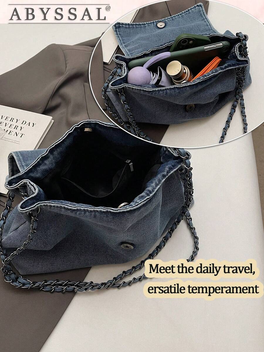 Y2k Denim Tote Bag For Women- Large Capacity Convertible Shoulder & Crossbody Bag Tote Bag Cowgirl Core Vintage Jeans Bag For Date Travel Essential