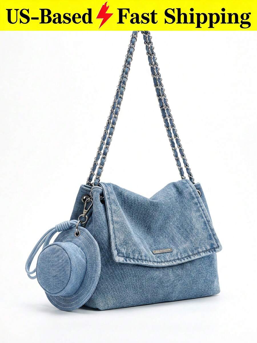 Y2k Denim Tote Bag For Women- Large Capacity Convertible Shoulder & Crossbody Bag Tote Bag Cowgirl Core Vintage Jeans Bag For Date Travel Essential