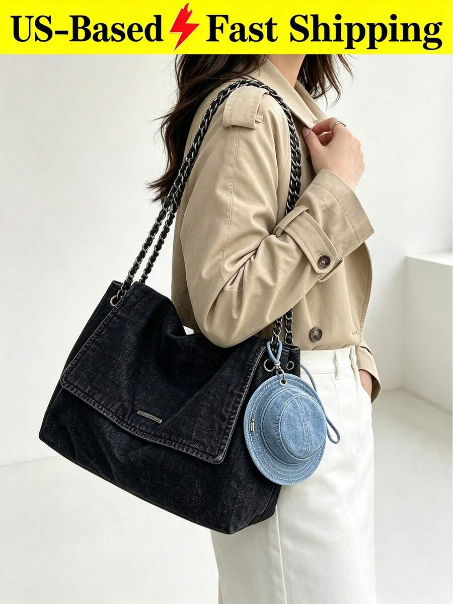 Y2k Denim Tote Bag For Women- Large Capacity Convertible Shoulder & Crossbody Bag Tote Bag Cowgirl Core Vintage Jeans Bag For Date Travel Essential