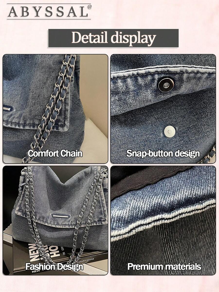 Y2k Denim Tote Bag For Women- Large Capacity Convertible Shoulder & Crossbody Bag Tote Bag Cowgirl Core Vintage Jeans Bag For Date Travel Essential