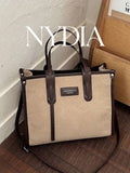 1pc Khaki PU Large Capacity Women's Tote Bag, Modern Style Beach Bag & Durable Shoulder Bag, Suitable For Work Commute And Vacation Travel
