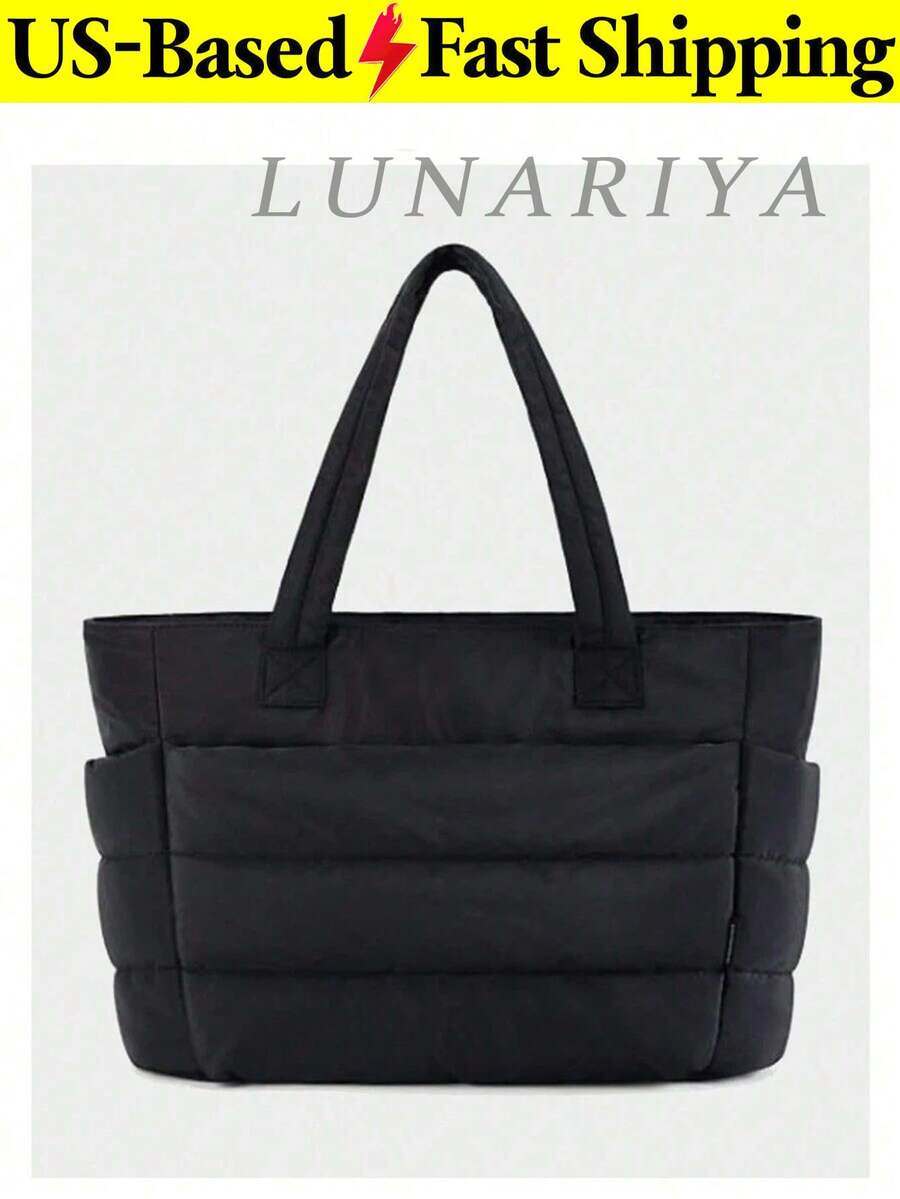 New Classic Solid Color Multifunctional Tote Bag,Minimalist Solid Color Body With Quilted Diamond Decoration;Equipped With Dual Handles,Shoulder Bag