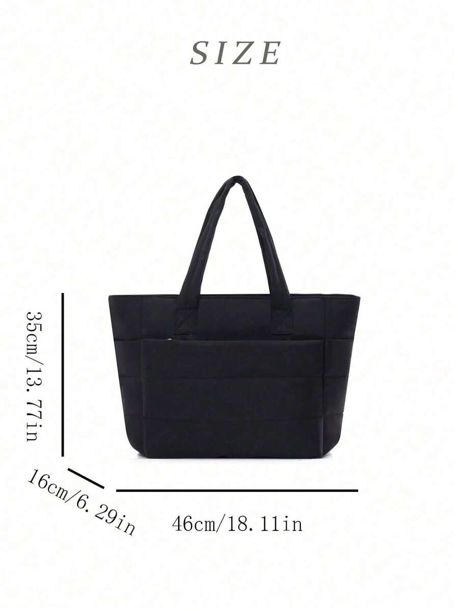 New Classic Solid Color Multifunctional Tote Bag,Minimalist Solid Color Body With Quilted Diamond Decoration;Equipped With Dual Handles,Shoulder Bag